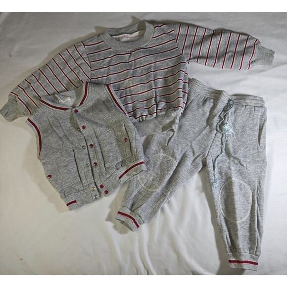 Vintage Locomotion Sportswear 3 Piece Sweatsuit Sweatshirt Vest Sweatpants Sz 3T - Picture 1 of 12